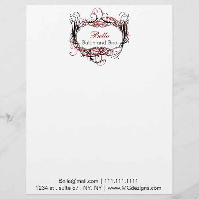 Papel membretado Chic rojo, negro y blanco (Anverso)