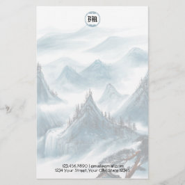 Papel Membretado Clásico Vista de Montaña Azul Bla