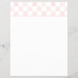 Papel Membretado con Cuadros en Blanco y Rosa y Bl