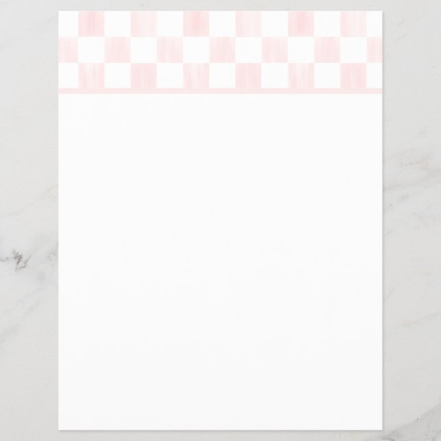 Papel Membretado con Cuadros en Blanco y Rosa y Bl (Frente)
