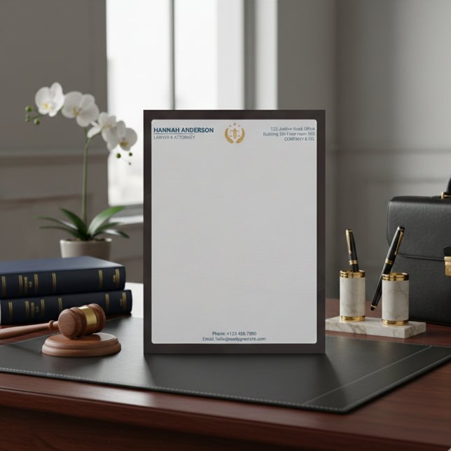 Papel Membretado de Abogado con Aspecto de Cuero M (Luxury Brown Leather Look Lawyer Letterhead for Law Firms)
