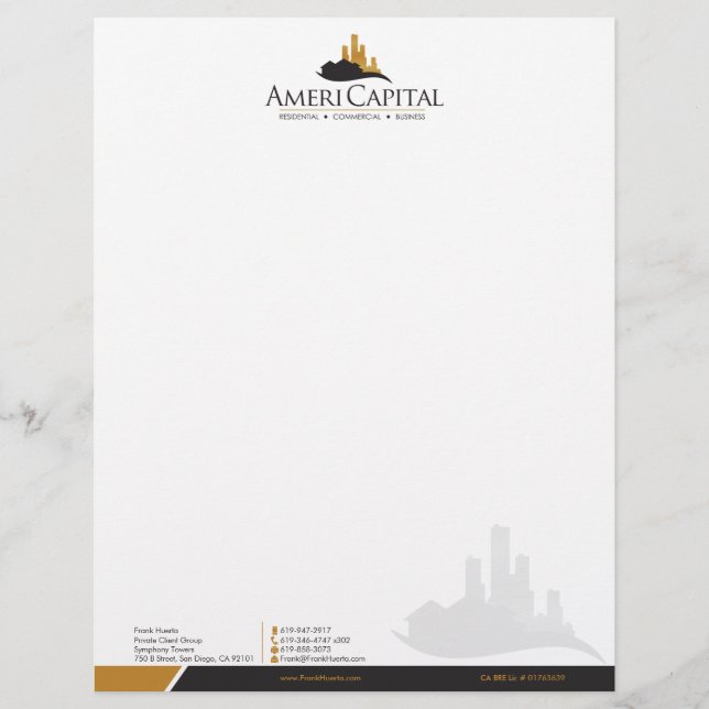 Papel Membretado de Bienes Raíces Personalizado V2 (Anverso)