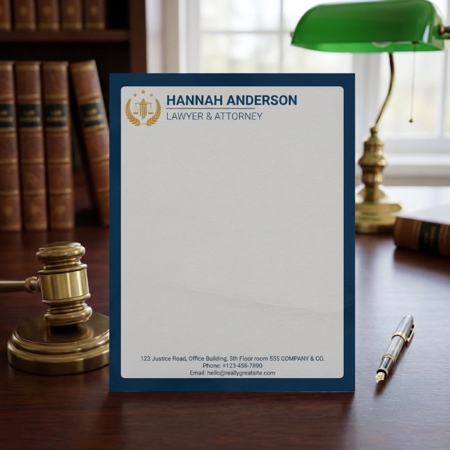 Papel Membretado de Bufete de Abogados con Aspecto (Elegant Blue Leather Look Law Firm Letterhead)