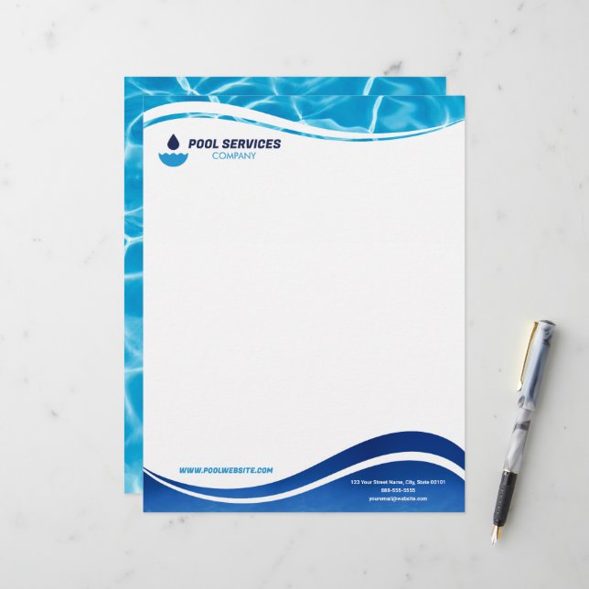 Papel Membretado de Empresa de Servicios de Piscin (Anverso/Reverso In Situ)