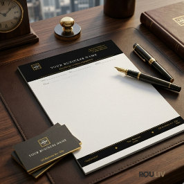 Papel Membretado Ejecutivo Negro Dorado | Negocios