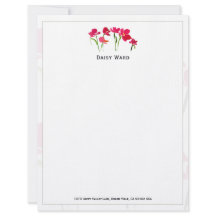 Papel Membretado Floral de Acuarela Pintado a Mano