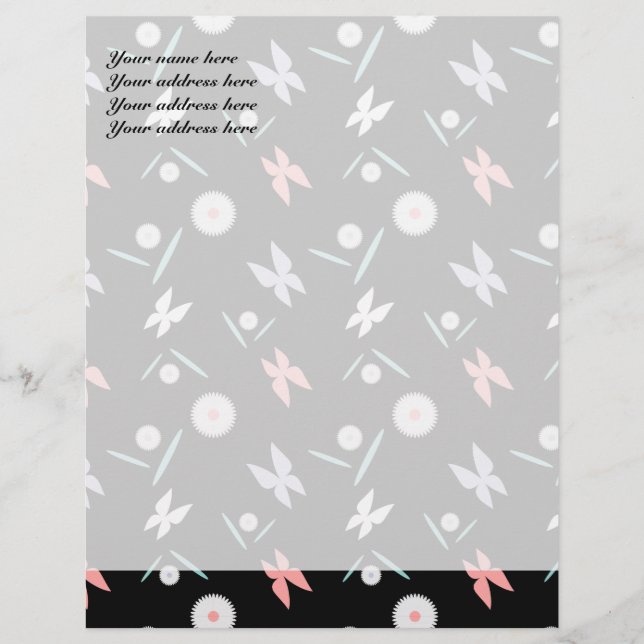 Papel Membretado Personalizado de Mariposas (Anverso)