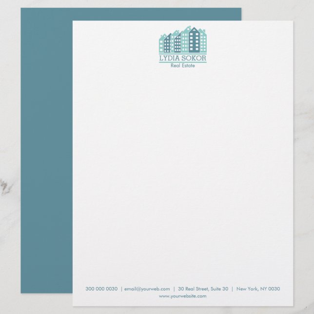 Papel Membretado Profesional de Bienes Raíces (Anverso / Reverso)