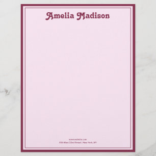 Papel Membretado Rosa Simple Retro