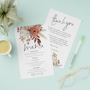 PAPEL Menú de Agradecimiento de Boda con Florale