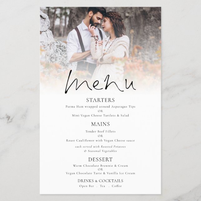 PAPEL | Menú de boda con superposición de foto y a (Frente)