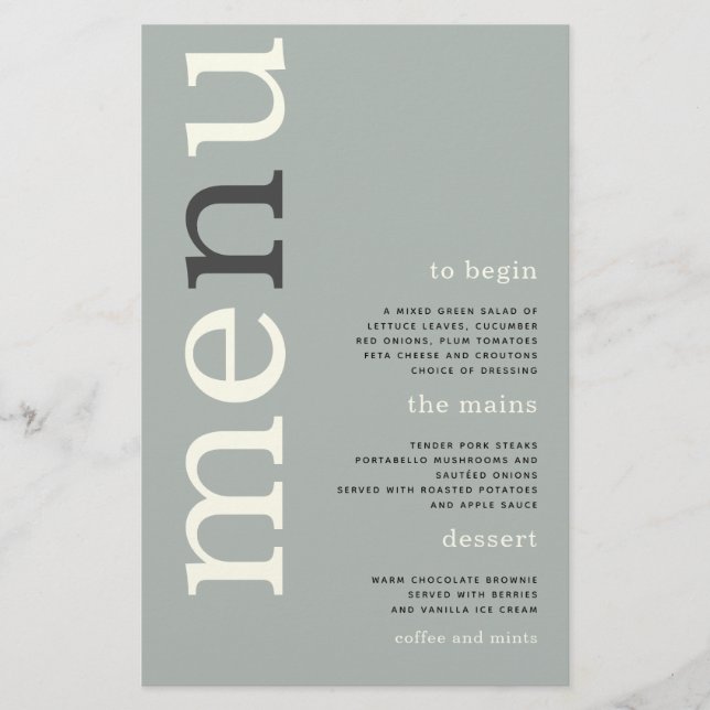 PAPEL | Menú de Boda con Tipografía Marfil Simple  (Frente)