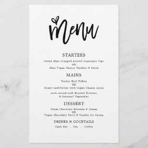 PAPEL   Menú de sólo Boda de texto de escritura ar