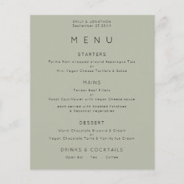 PAPEL | Menú simple de Boda verde en salvia pálida