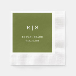 Papel Mínimo y Chic | Servilleta de boda verde con Blanc