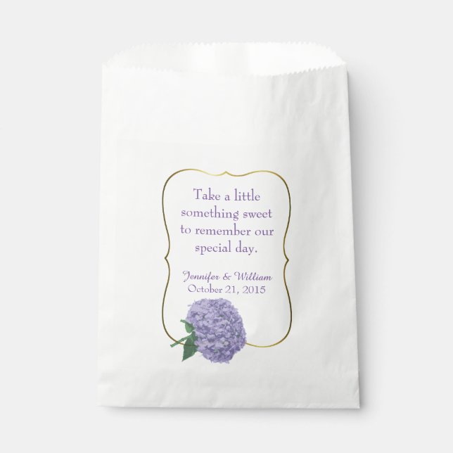 Papel Moda Bolsa de Favor de Matrimonio Púrpura Hydrange (Anverso)