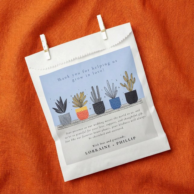 Papel Moderna Hogar Gracias Bolsa De Favor De La Boda (Modern Houseplant Thank You Wedding Favor Bag.)