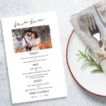 PAPEL | Moderno menú Boda de guiones gráficos<br><div class="desc">PAPEL | Script Photo Black White Boda Menu. Una alternativa de precio económico de gran valor PAPER (no tarjeta). El menú principal del encabezado está en un guión elegante y el resto del texto que puede personalizar fácilmente. Puede cambiar el texto y los colores de fondo si desea coincidir con...</div>