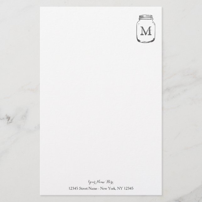 Papel monográfico personalizado de tarro de masón (Anverso)