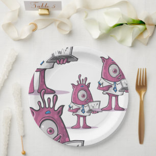Papel Monstruos Contadores Morados Divertidos Plato de P