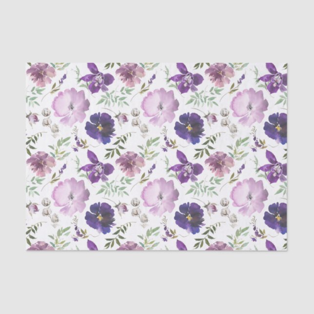 Papel morado de color de agua floral (Anverso)