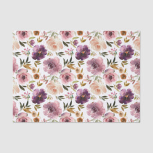 Papel morado de color de agua floral