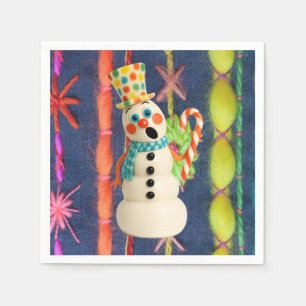 Papel Muñeco de nieve de bufanda de cerámica Servilleta