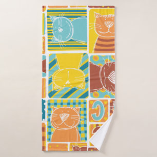 Papel mural de tela de gato divertida, costura abs