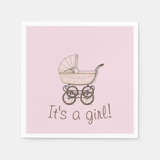 Papel Napoleón de bebé rosa chica de la servilleta (Anverso)