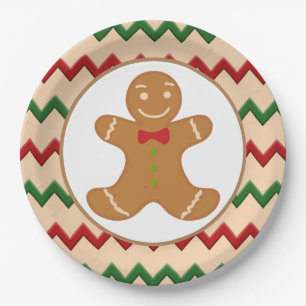 Papel Navidades festivos pan de jengibre Plato de fiesta