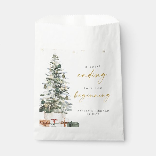 Papel Navidades Pine Tree Bolsa Favor de la Boda (Anverso)