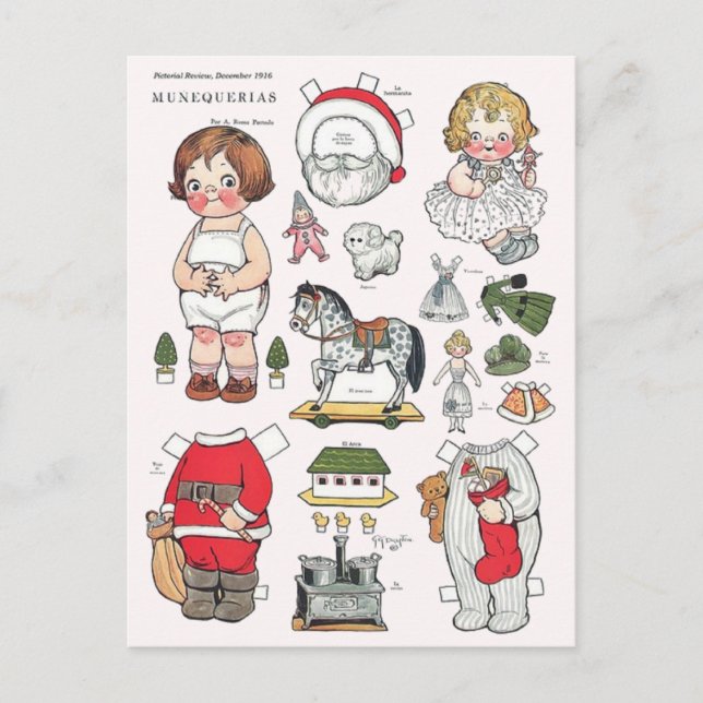 Papel navideño vintage postal de reproducción de m (Anverso)