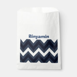 Papel Navy zigzag upsherin bolsa de favores con nombre