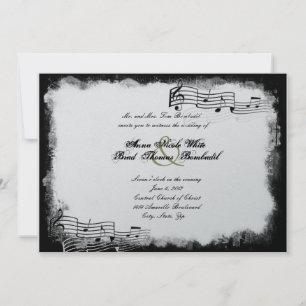 Papel negro funky Invitación a la boda musical