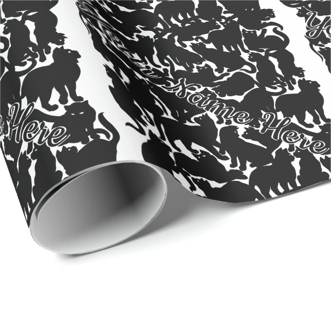 Papel negro para envolver papel para gatos Navidad (Esquina del rollo)