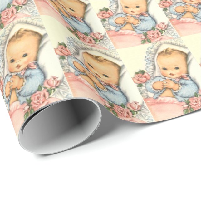 papel neutral del papel de regalo de BABY SHOWER (Esquina del rollo)