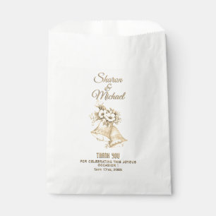 Papel Nombres y fecha de la bolsa de favores de campanas