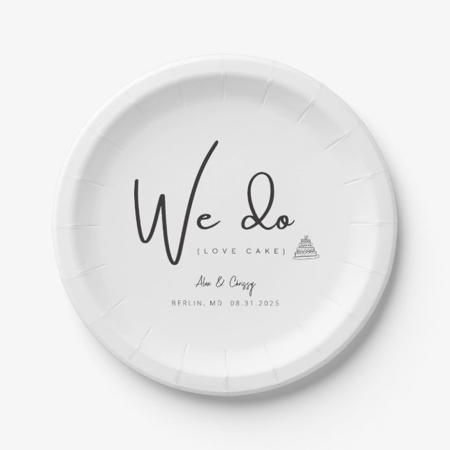 Papel Nosotros Amamos el Plato de Tarta de Boda (Anverso)