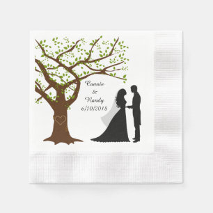 Papel Novia de roble y servilleta de Groom