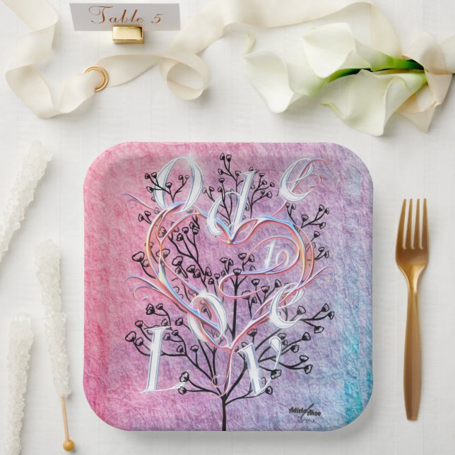 Papel Oda al Amor Plato de Cartón por la Poeta Adiela Ak (Boda)