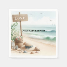 Olas de Playa Amor Felicitaciones Servilleta