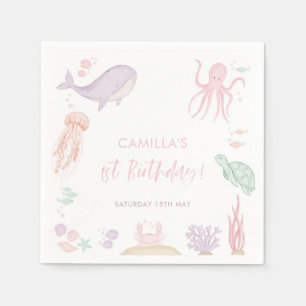 Papel Oneder The Sea Chicas Primera servilleta de cumple