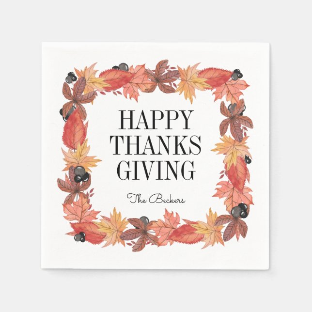 Papel Otoño deja la servilleta del periódico feliz de Ac (Anverso)