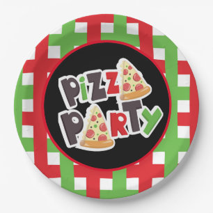 Papel Palabras de fiesta de la pizza ligera plato de pap