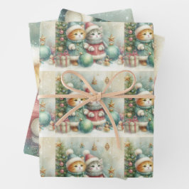 Papel para chicas y gatos de la Navidad