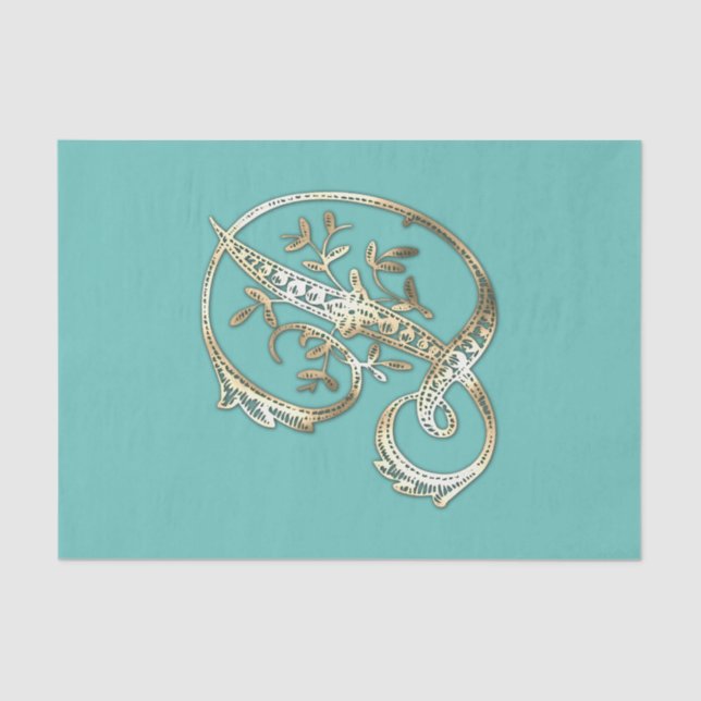 Papel para el tejido del monograma D de oro de ori (Anverso)