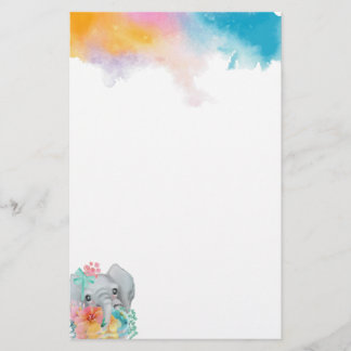 Papel para elefante floral caprichoso