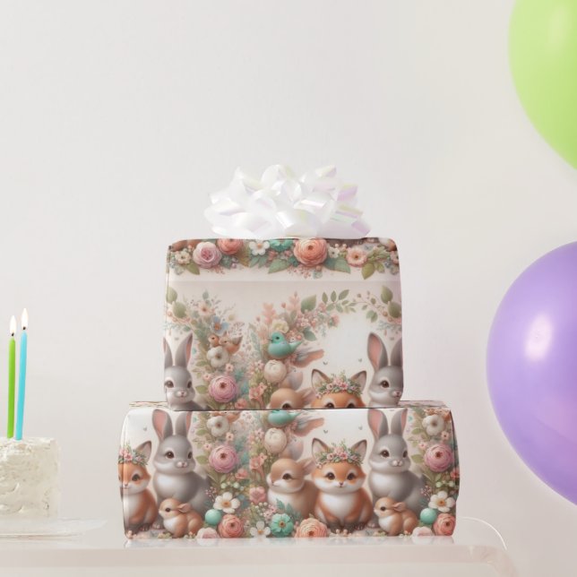 Papel para envolver de animales Woodland Bunny y F (Regalos de fiesta)