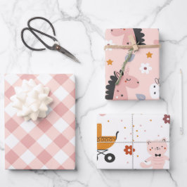 Papel para envolver de niñas - 3 hojas
