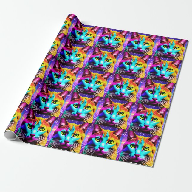 Papel para envolver de regalo de Cat Lover "Neon G (Desenrollado)